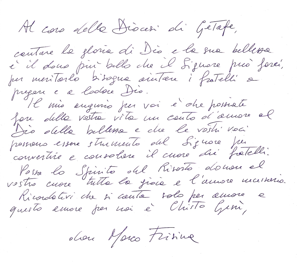 Carta de Marco Frisina al Coro Diocesano